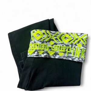 Victoria's Secret PINK Yoga Black Leggings with Embroidered Design